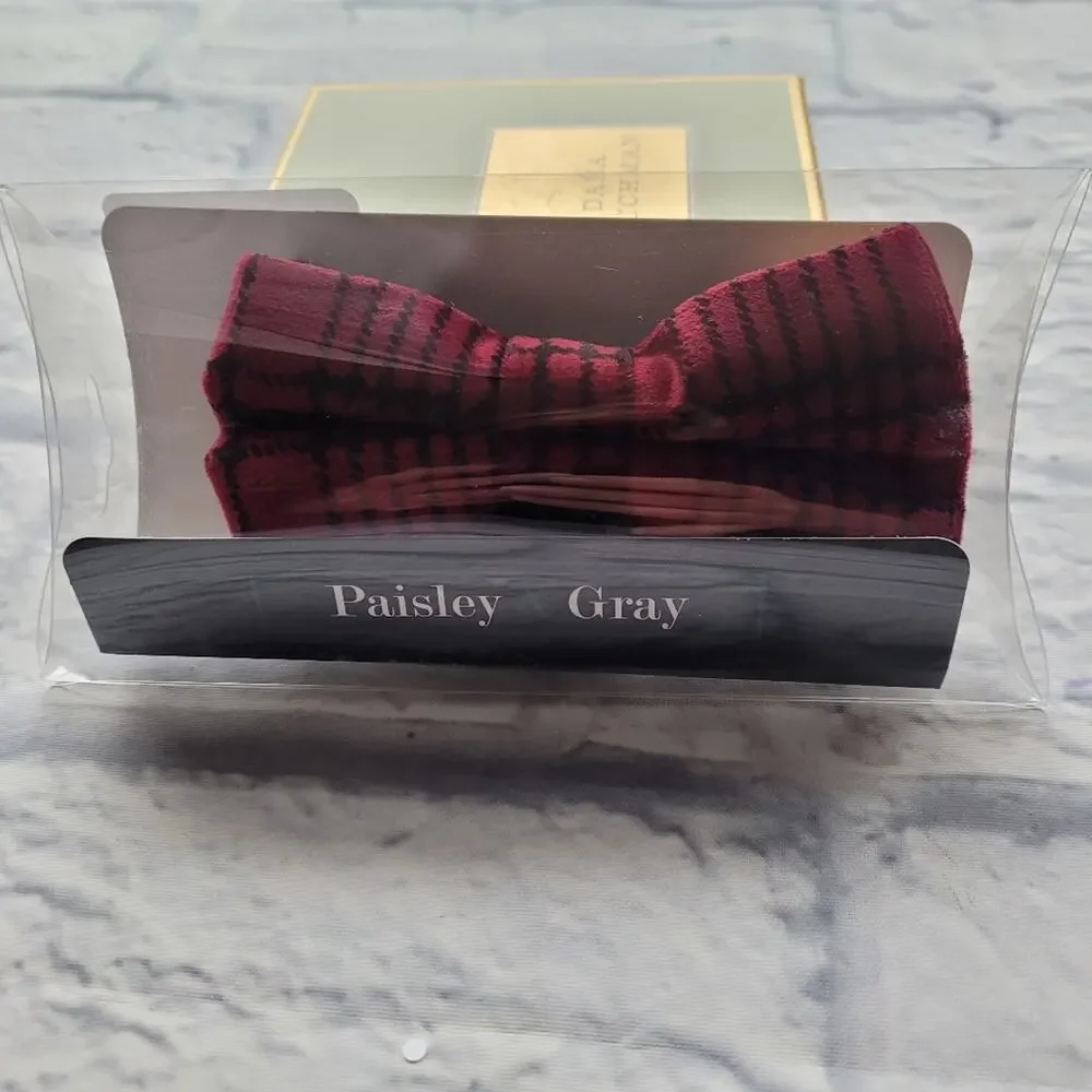 Berry Velvet Bradley Adjustable Bow Tie Holiday Houndstooth by Paisley & Gray